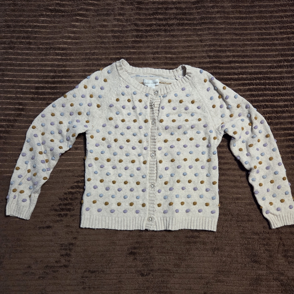 Garnet Hill Cream Cardigan with Polka Dots